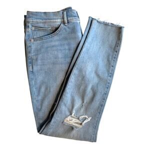 EUC Express Denim Blue High Rise Distressed Skinny Jeans Size 10 R